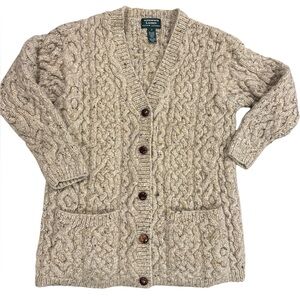 Lauren Ralph Lauren Women's Cream Cable Knit 100% Wool Sweater Size Small VTG